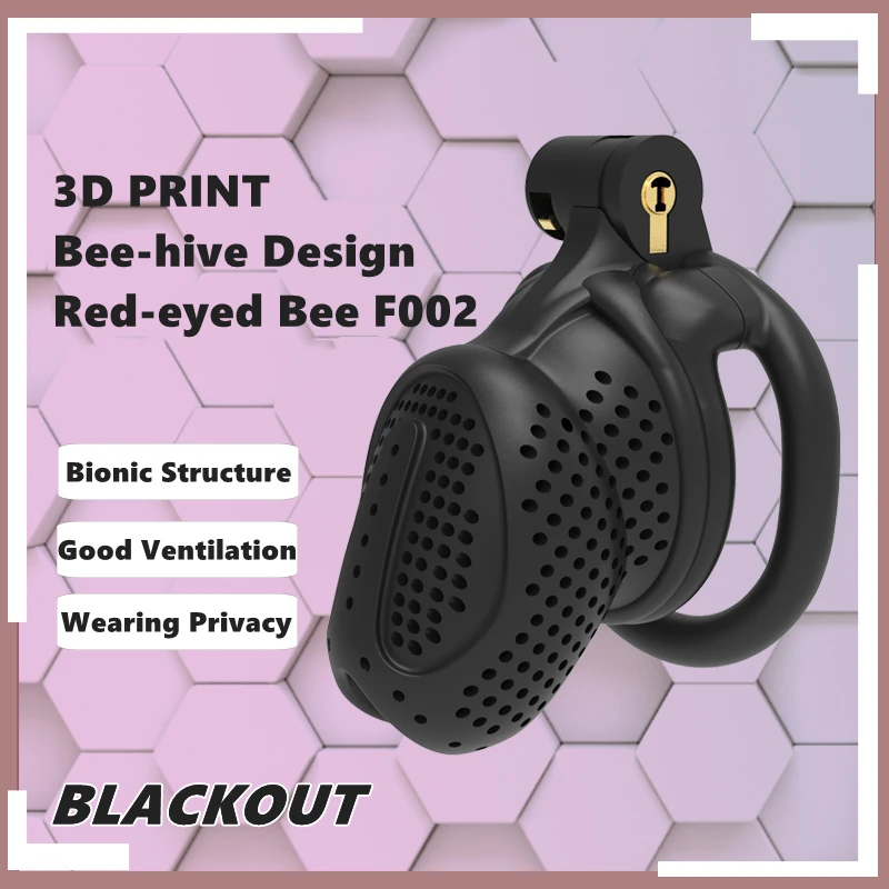 2023 NEW 3D Print Bee-hive Design Breathable Cock Cage 2 Types of Penis Rings Male Chastity Device Adult Products Sex Toys F002