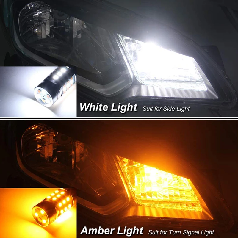 2 In 1 42 Led T20 7440 White Turn To Amber Signal Light W21W Led BA15S BAU15S Auto Led Drl Daytime Running Lights with Turn 12v