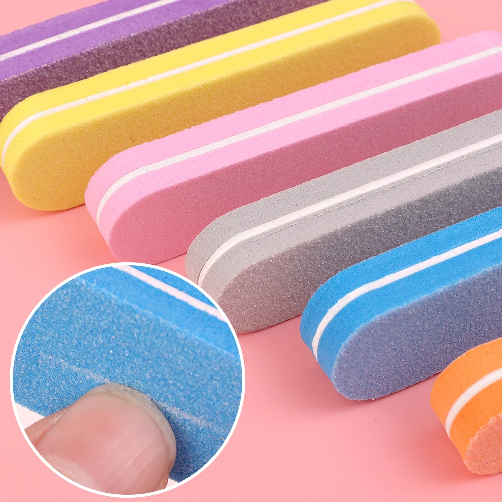 20pcs Mix Color Nail Sponge Files Double-sided 9cm Polishing Foam Manicure Nail Art Files Multi-purpose Nails File Buffer Sponge