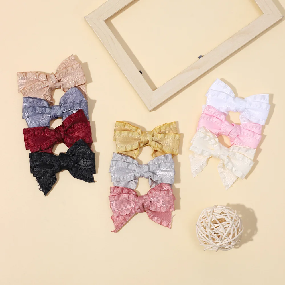 

10 шт./лот, шифоновые заколки для волос с бантом для девочек, детские головные уборы, однотонная заколка с бантом для девочек, милый боковой зажим, детский зажим с бантом