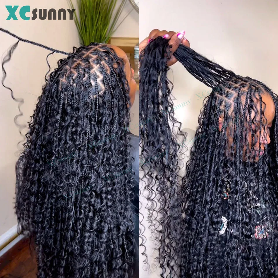 Cabelo humano em massa para trança, onda profunda, duplo desenhado, encaracolado, Boho, tranças sem nós, tranças de trança, sem trama