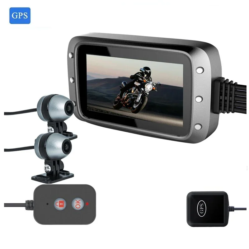 

Motorbike Dual Lens Recording Moto Camara Para Waterproof 1080P 720P Gps Motorcycle Dash Camera