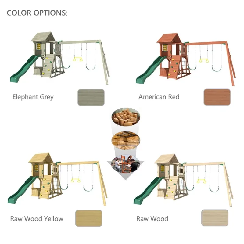 ملعب خارجي آخر للأطفال الصغار مجموعة أرجوحة وشريحة بلاستيكية آمنة لملعب إطار تسلق خشبي مجموعة أرجوحة للأطفال #4