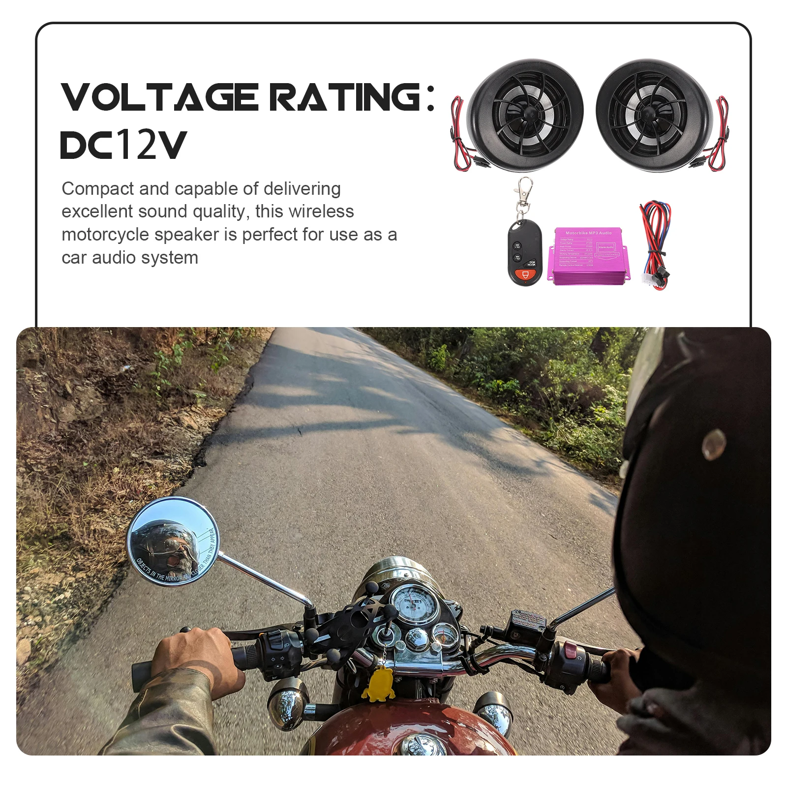 

1Set Motorcycle Wireless Speaker Audio System Durable Motorcycle Radio Wireless Sound System for Bike