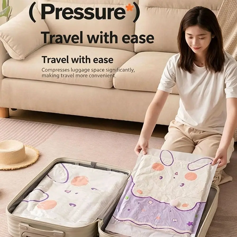 PE Vacuum Sealer Bags Thickened White Bear Pattern Seal Compression Bag Vacuum Compression Vacuum Storage Bags Travel Storage