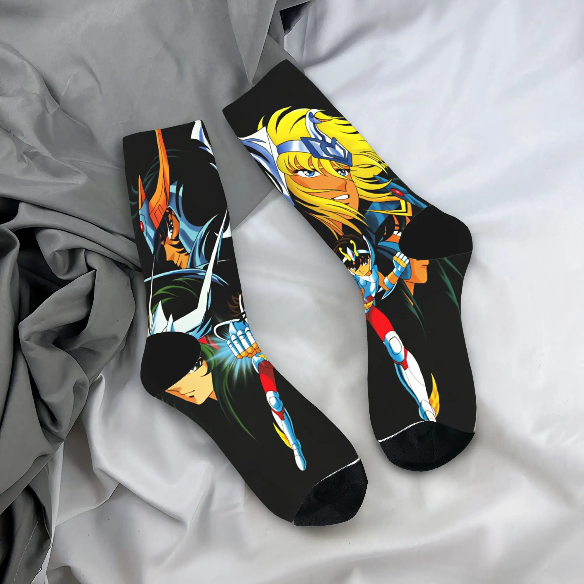 Saints Seiyas Gold Saints Socks  Pattern Stockings Anti Skid Unisex Men Socks Soft Breathable Winter Elegant Running Socks