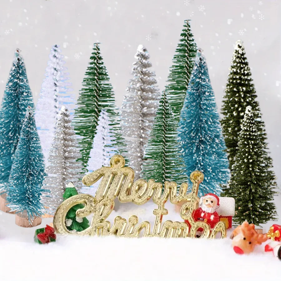 

15Pcs Mini Christmas Tree Ornament Small Artificial Pine Snow Landscape Xmas Trees Christmas Supplies Tabletop Decorations