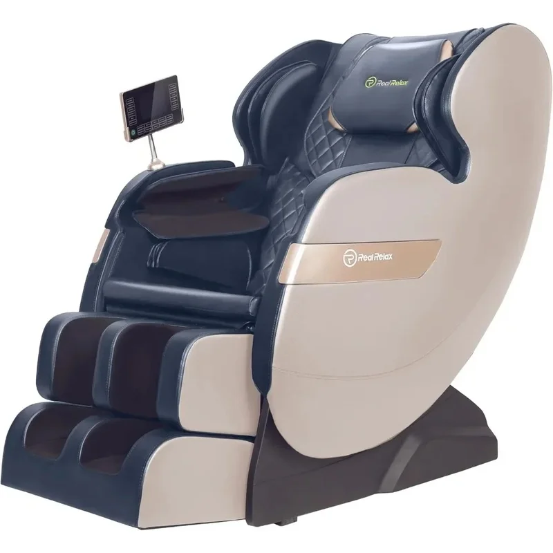 

Dual Core S Track Full Body Zero Gravity Massage Chair Recliner with App Control in Blue and Khaki