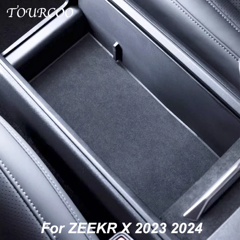 

For ZEEKR X 2023 2024 Central Control Wireless Charging Water Cup Storage Suede Pad Alcantara Accessories