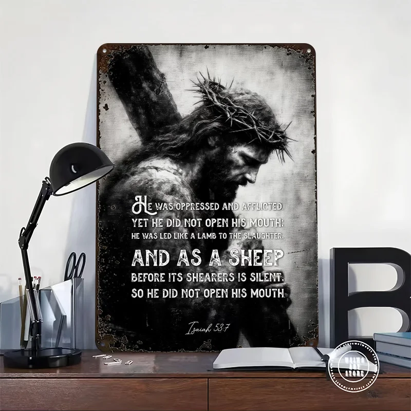 Isaiah 53 Poster Customized Vintage Metal Signs Wall Art Retro Tin Plaque for Office Decoration Gaming Home Decor Items House