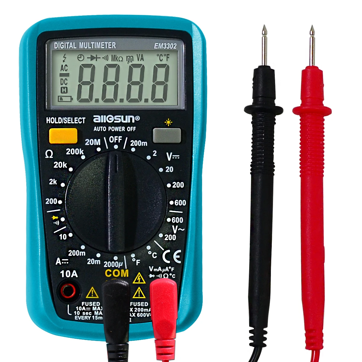 Portable Digital Multimeter Pocket AC/DC Ammeter Voltmeter Ohmmeter With Backlight All-sun EM3302