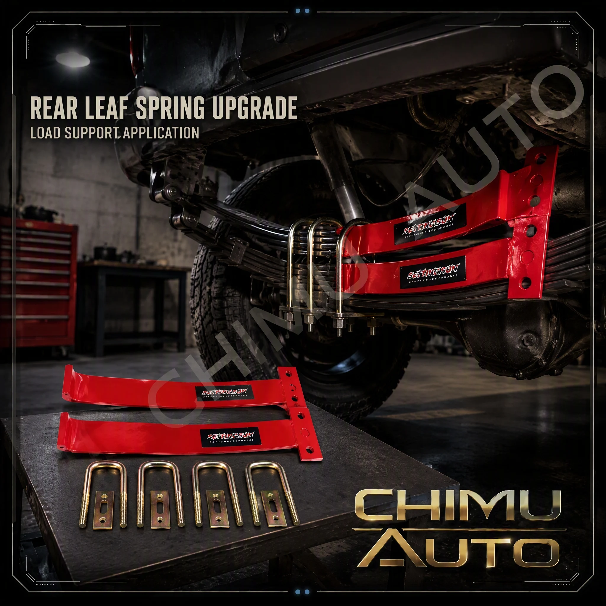 【CHIMU AUTO】 Mazda BT-50 Rear Leaf Spring Reinforcement Plates with U-Bolts, Heavy Load Suspension Upgrade Kit