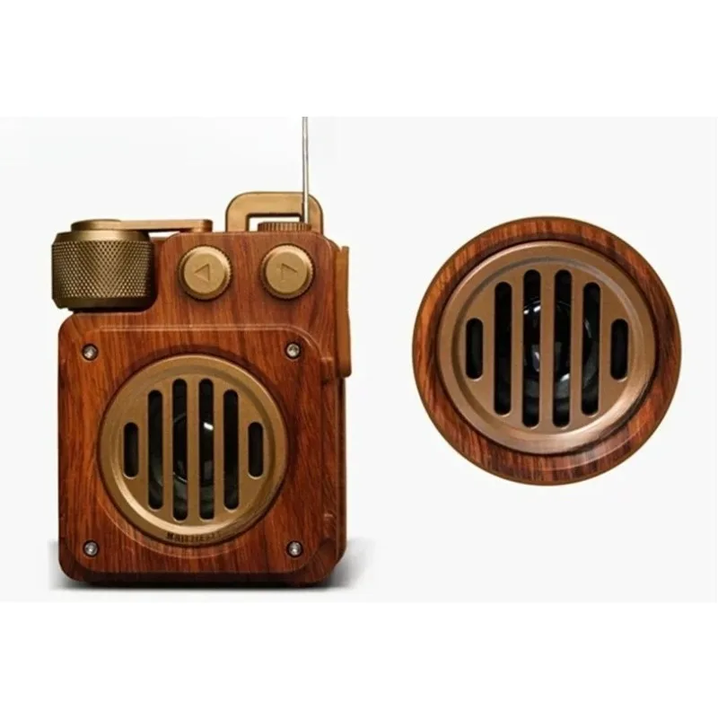 A6 Vintage Wireless Bluetooth Speaker Subwoofer Mini FM Radio Outdoor Portable Loudspeaker for Desktop Computer Audio Accessory