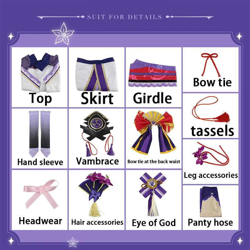 Jogo Genshin Impact Beelzebul Cosplay Traje Baal Dress Raiden Ei Roupas Peruca para Comic Con Raiden Shogun Cosplay