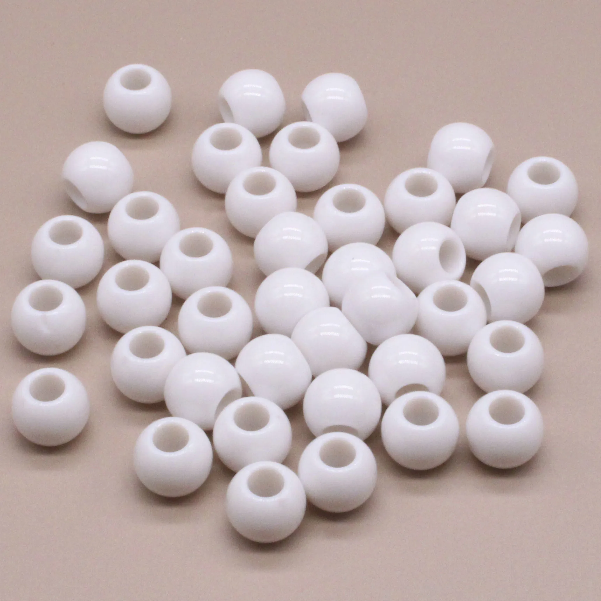 8/10mm White Big Hole Round Ball Spacer Beads For Jewelry Making DIY Jewelry Accessories