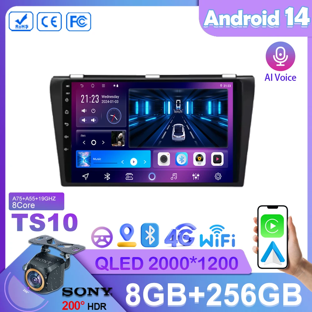 

Car android For Mazda 3 2004 2005 2006 2007 2008 2009 Wireless Carplay Radio With BOSE Multimedia Player Stereo GPS No 2 Din DVD