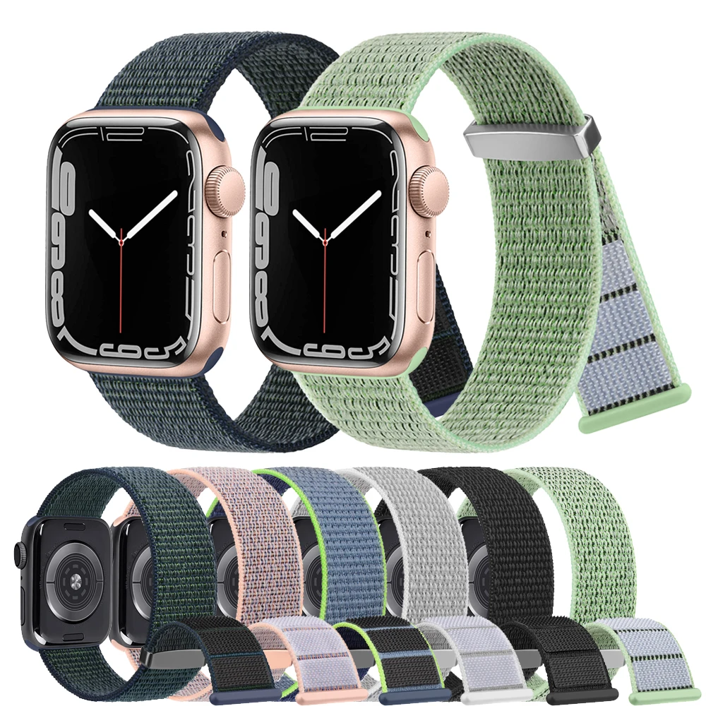 

Ремешок нейлоновый для Apple Watch Band 41 мм 45 мм 38 мм 42 мм 40 мм 44 мм, браслет для iWatch Ultra 8 7 6 5 4 3 2 1 SE