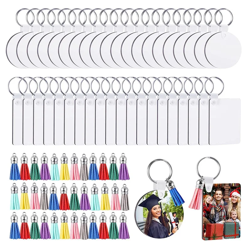 

160Pcs MDF Sublimation Blanks Keychain Bulk, Sublimation Keychain Blanks with Key Ring Double-Sided for DIY Craft Making