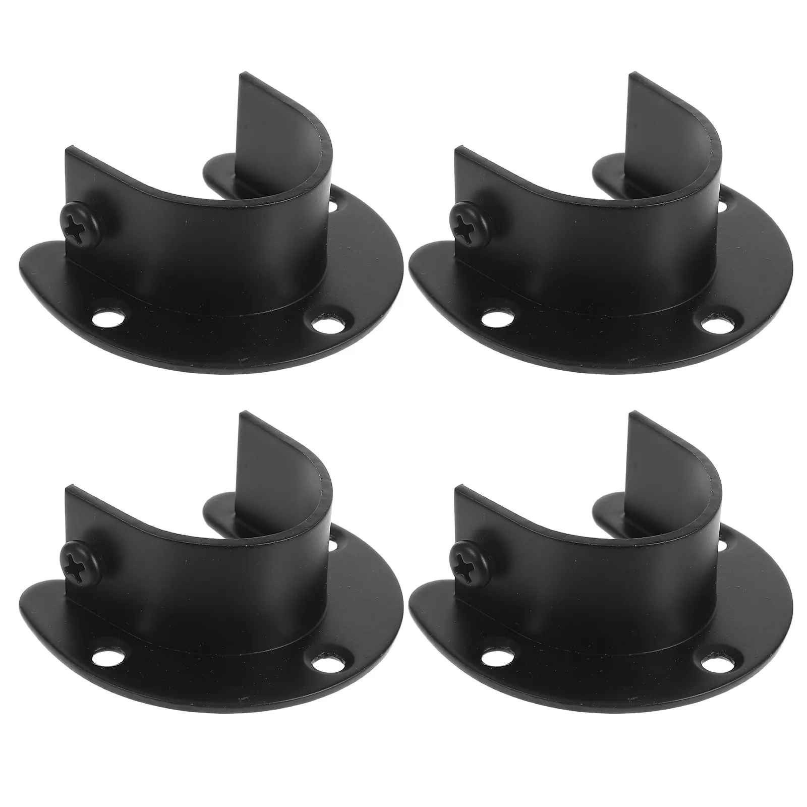 

4Pcs Heavy Duty Stainless Steel Curtain Rod Brackets Black Wall Mounted Flange Socket Bracket for Shower Curtain Rods Closet
