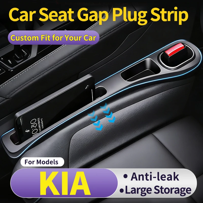 Custom fit for Kia Car Seat Gap Filler Strip, Leak-Proof & Car Side Crevice Storage Organizer，Multiple colors available