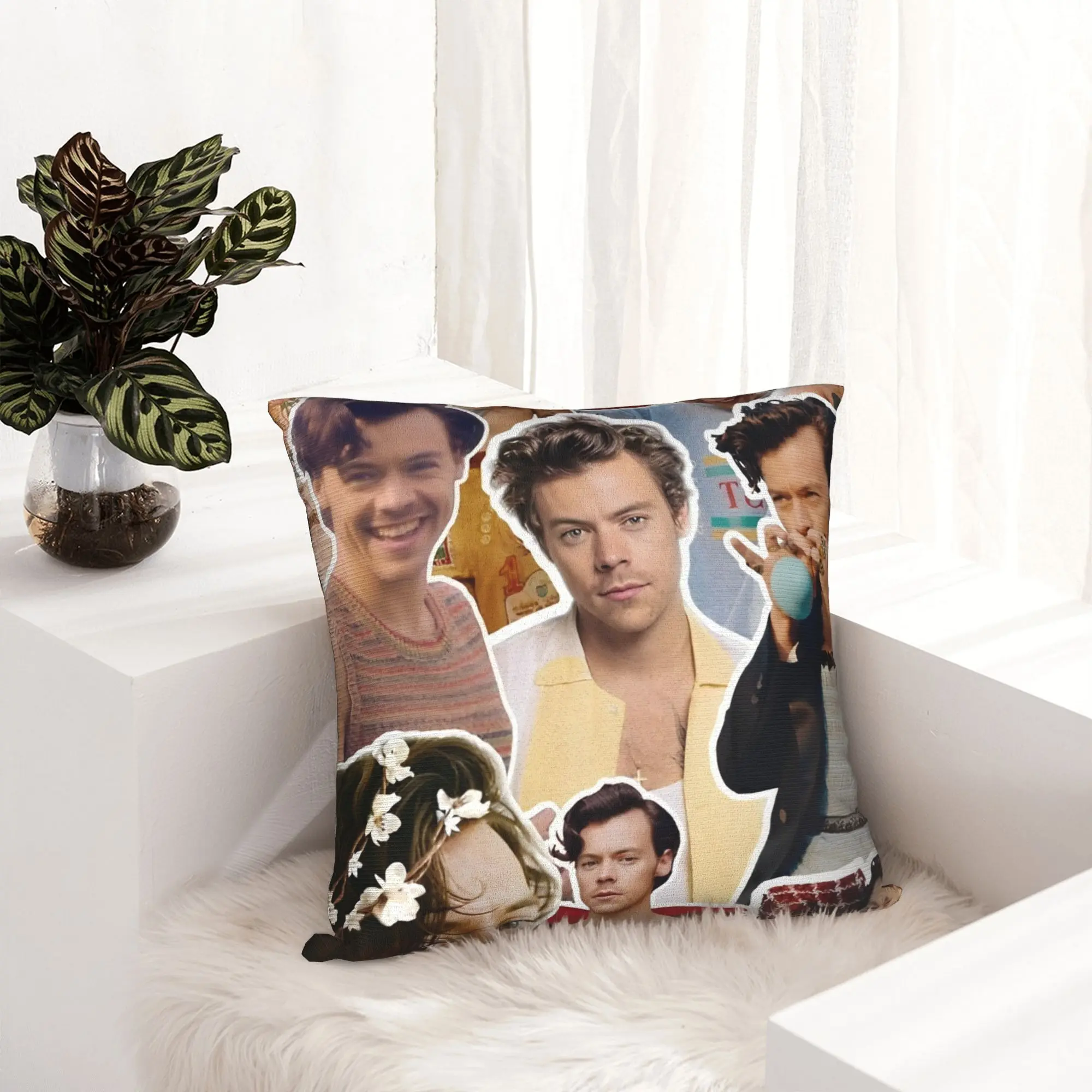 Harrys Styles Singer Pillowcase Soft Polyester Cushion Cover Decorations  Pillow Case Cover Seater Zippered 45*45cm