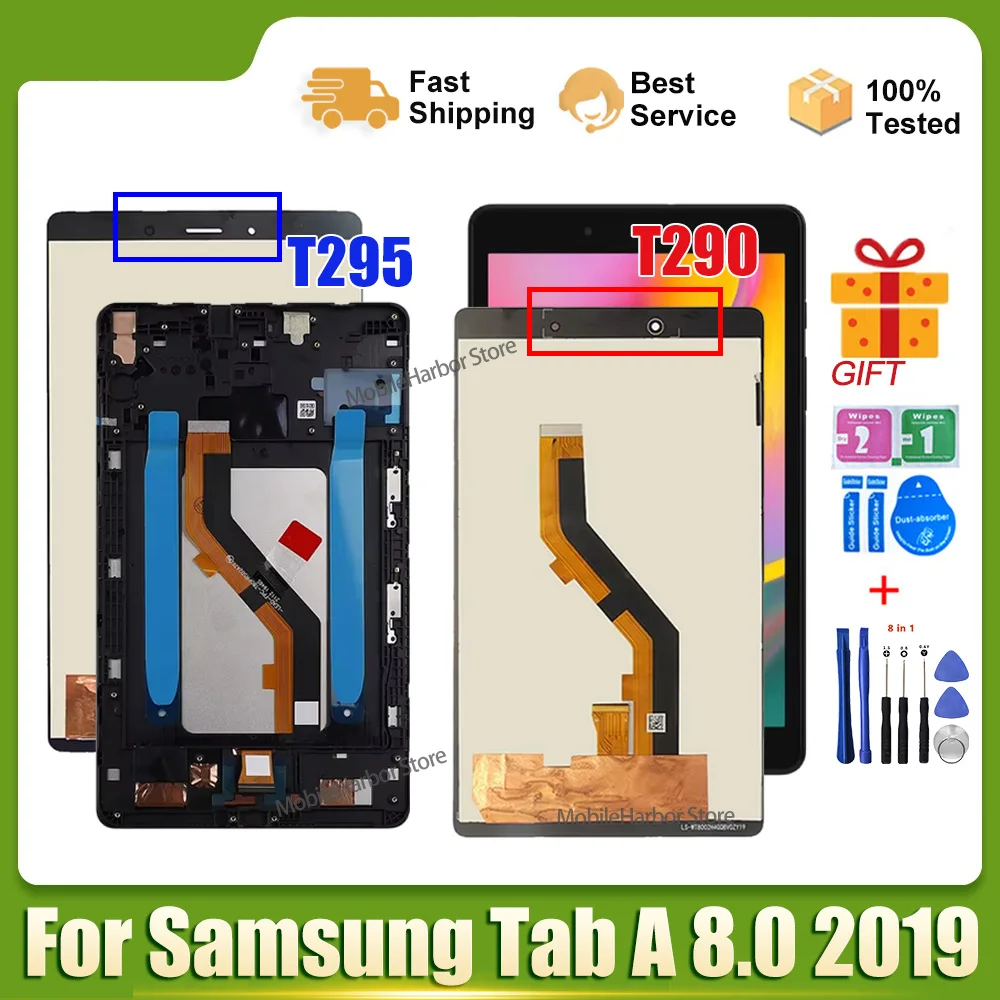 For Samsung Galaxy Tab A 2019 8.0 SM-T290 SM-T295 T290 T295 LCD Display Touch Screen Digitizer Assembly Replacement 100% Tested