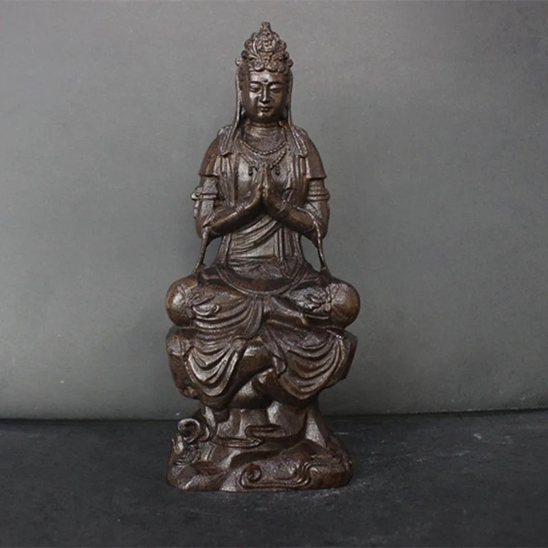 

Статуэтка Гуаньинь из дерева ручной работы премиум-класса — 7,1 дюйма, традиционная буддийская фигурка для дома, гостиной, алтаря, декора для медитации в стиле Дзен