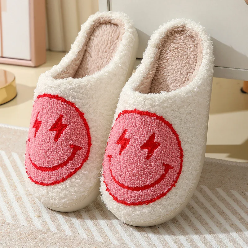 

Super Cute Lightning Smile Face Slippers For Women House Funny Ladies Casual Footwear Winter New Shoes Indoor Slides for Home