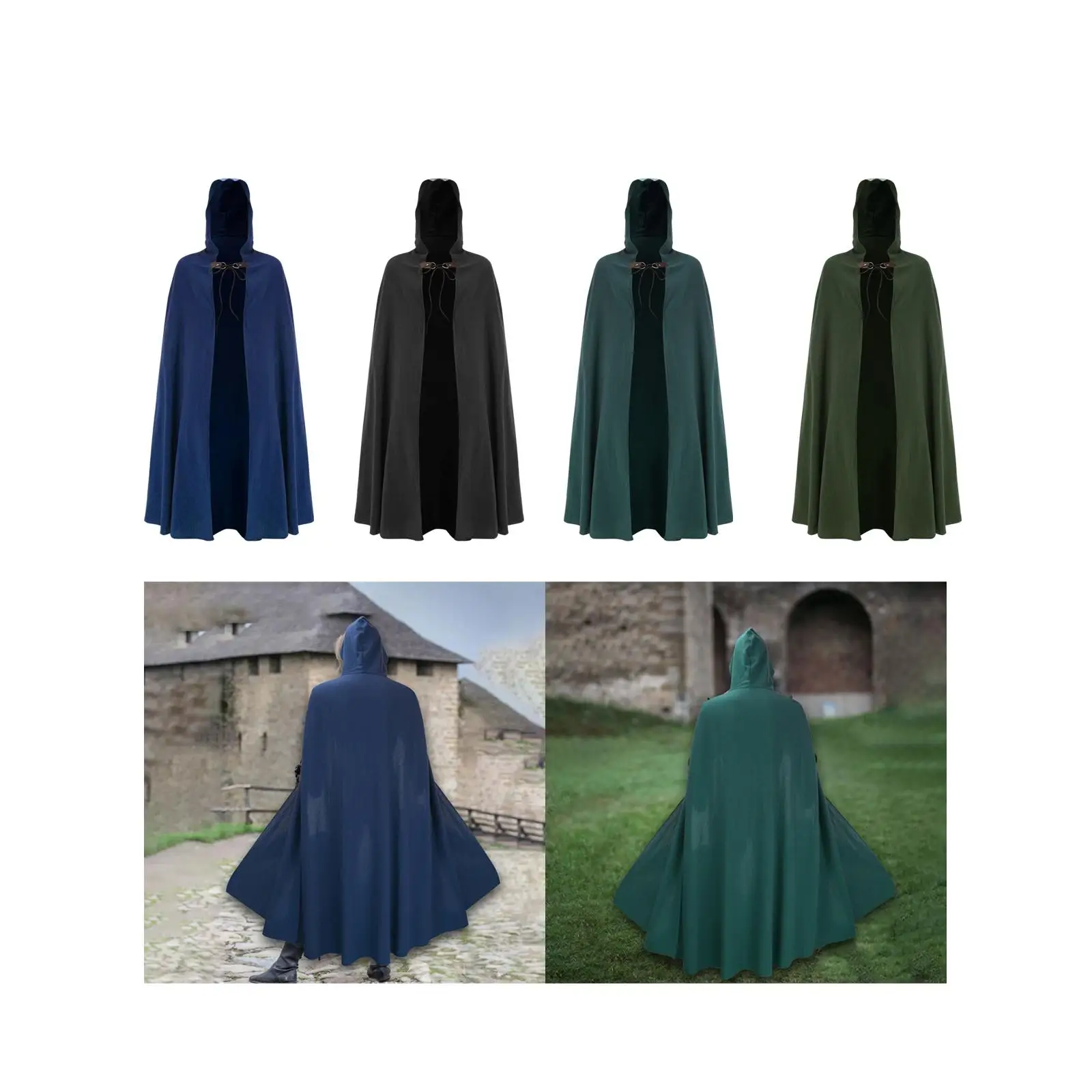 مقنعين كيب تأثيري الشرير القرون الوسطى كيب الساحرة كيب كيب زي ملحق للجنسين الكبار الرجال مرحلة الأداء لعب الأدوار