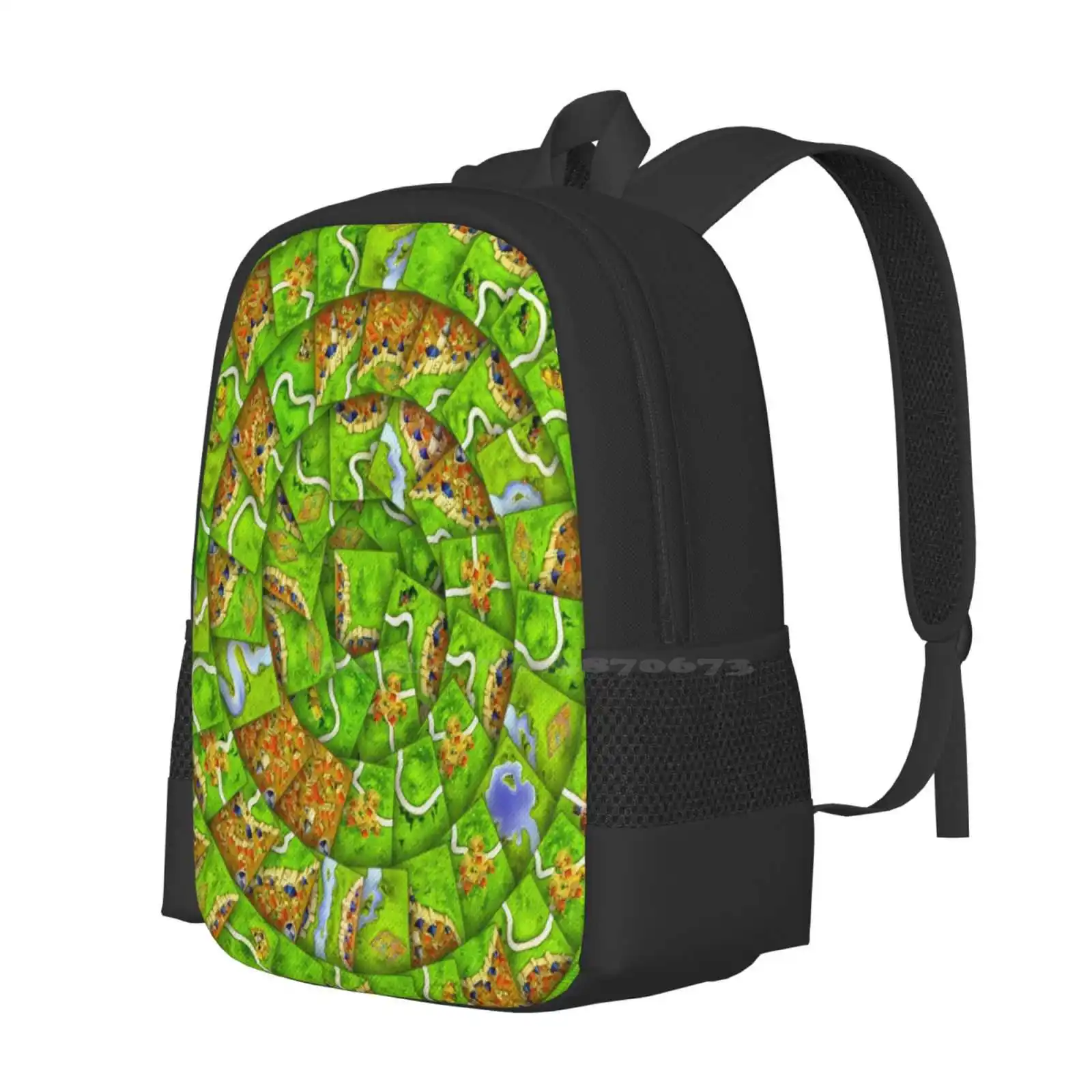 Carcassonne Swirl School Bags For Teenage Girls Laptop Travel Bags Carcassonne Boardgame Tiles Meeple Dice