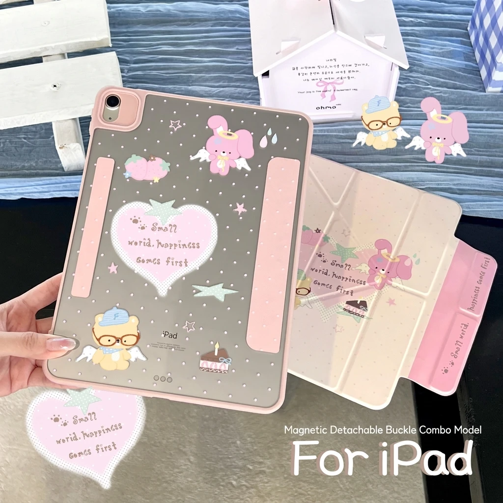 Magnetic Detachable Case for iPad 10th 11th 2026 Air11 2025 Pro11 Pro13 Mini7 & Huawei MatePad Air, 3+Y Fold, Auto Wake Sleep
