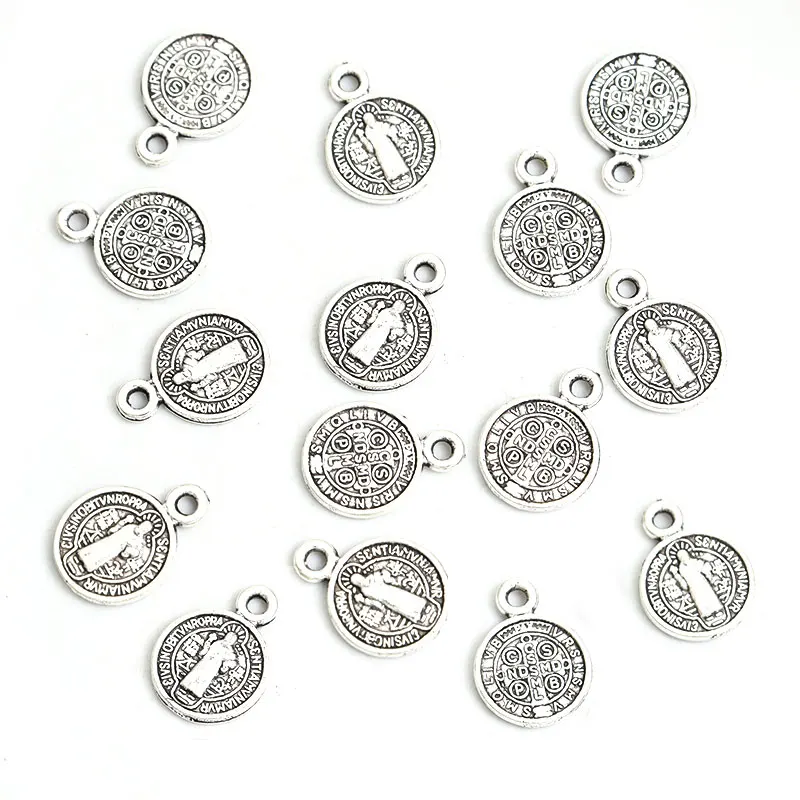 Saint Benedict Medallion Charms 10/20/30/40pcs Jesus Cross Catholic San Benito Pendants For DIY Religious Necklaces Bracelets