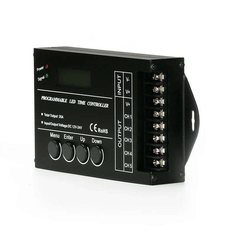 TC420 timer programmable LED light controller, 20 timer with 5CH config,4A/CH, 12V 24V support, for fish tank, plant grow