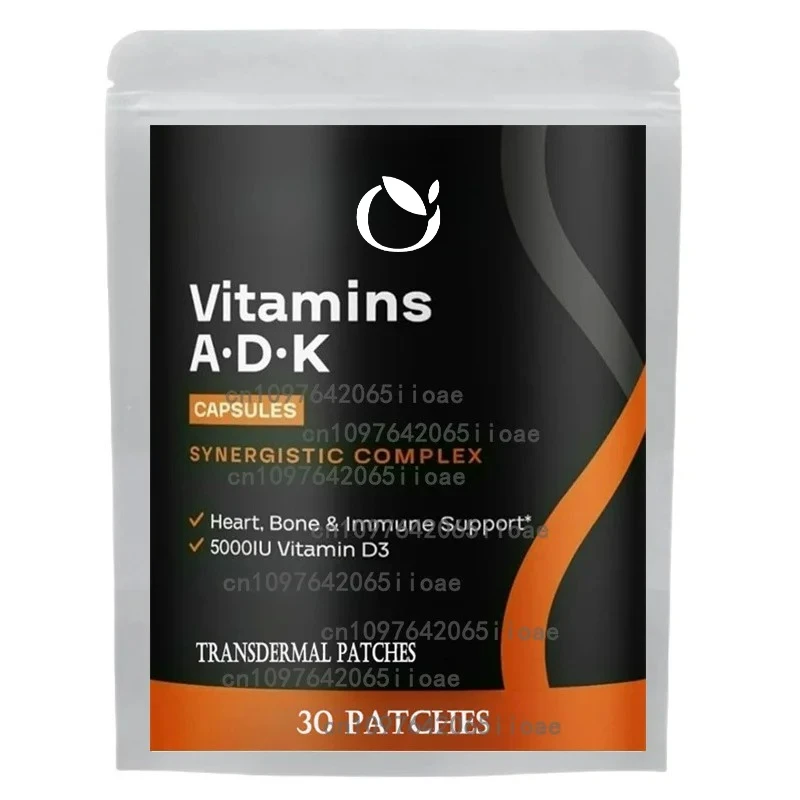 

30 Patches Vitamins A, D3 and K2 Transdermal Patches for Heart, Bone Health and Immune Support