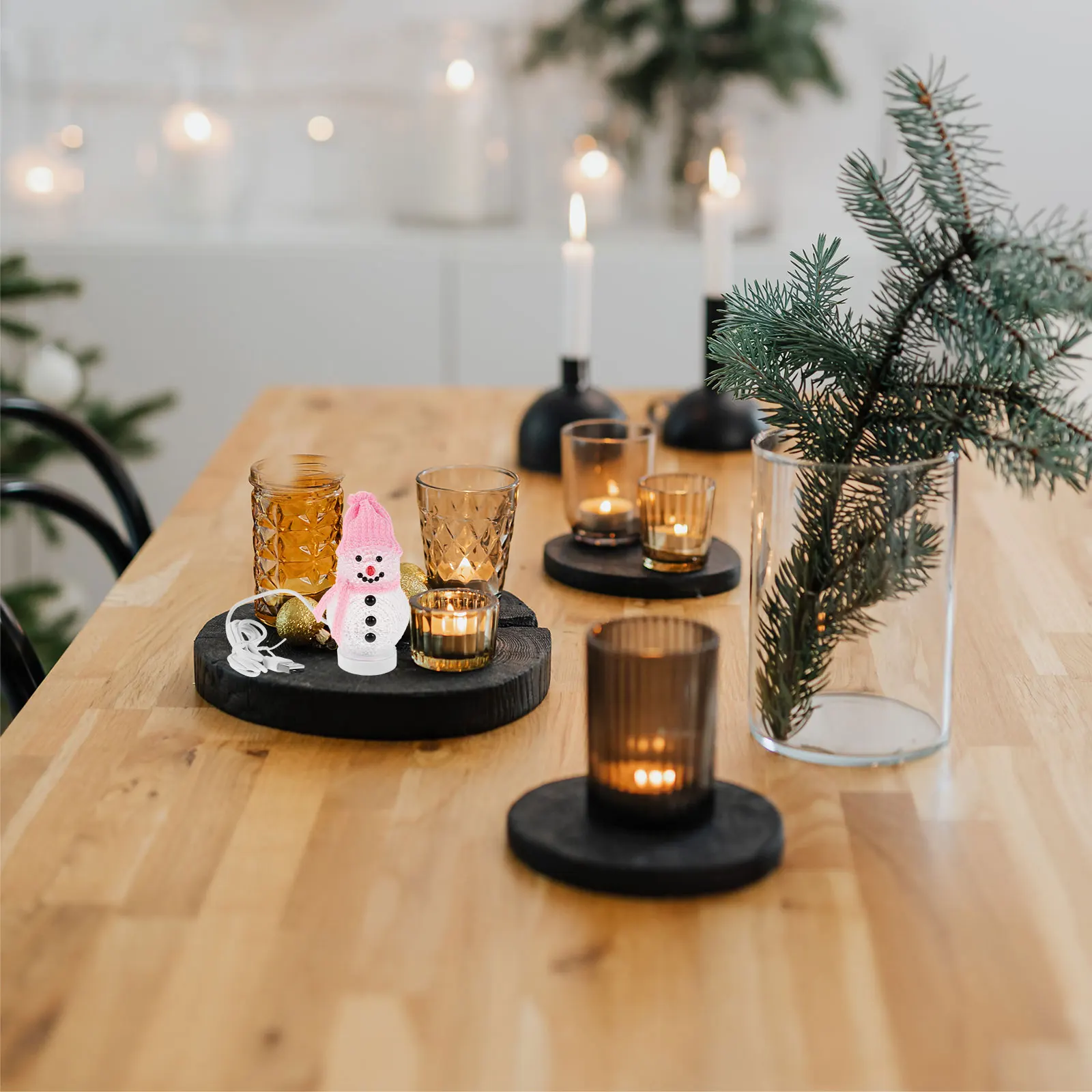 

2Pcs Snowman Desktop Snowman Lamp Cute Cartoon Christmas LED Light Home Decor Bedroom Table Lamp Gift Desk Light