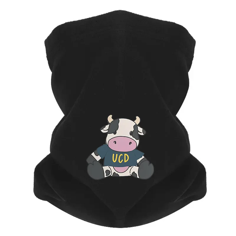 Cow wearing shirt,UCD letters Men Windproof Scarf Mask Neck Gaiter Hat Women cap Headgear Outdoor Keep Warm Winter Multifunction