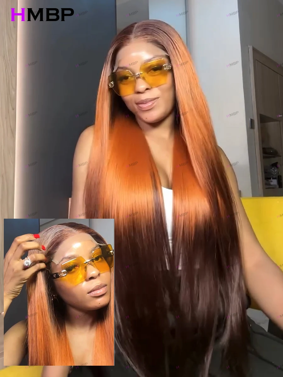 Highlights Long Straight 13x6 HD Transparent Lace Frontal Wigs Human Hair Ginger Bone Straight 13x4 Lace Frontal Wig Human Hair - Image 5