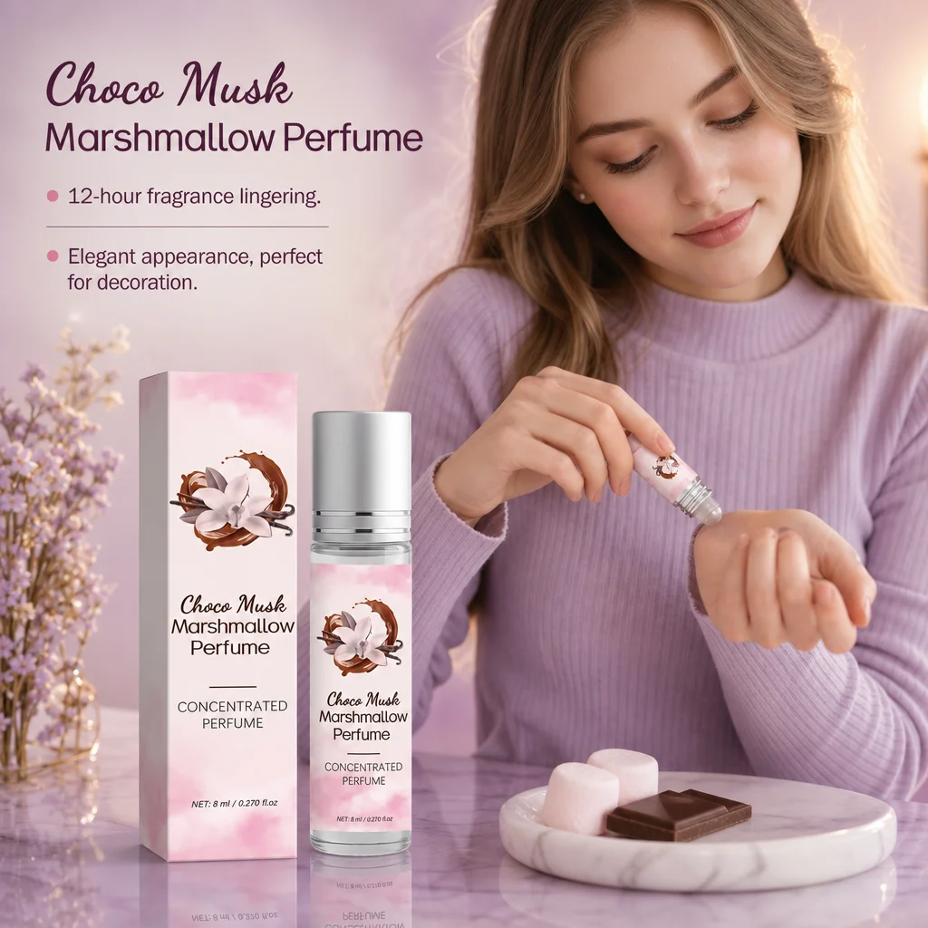 Musk Roll On Oil Deodorant for Body, Long Lasting Fragrance Sweet Chocolate Vanilla Concentrated Oil Roll-On for Unisex,8ML
