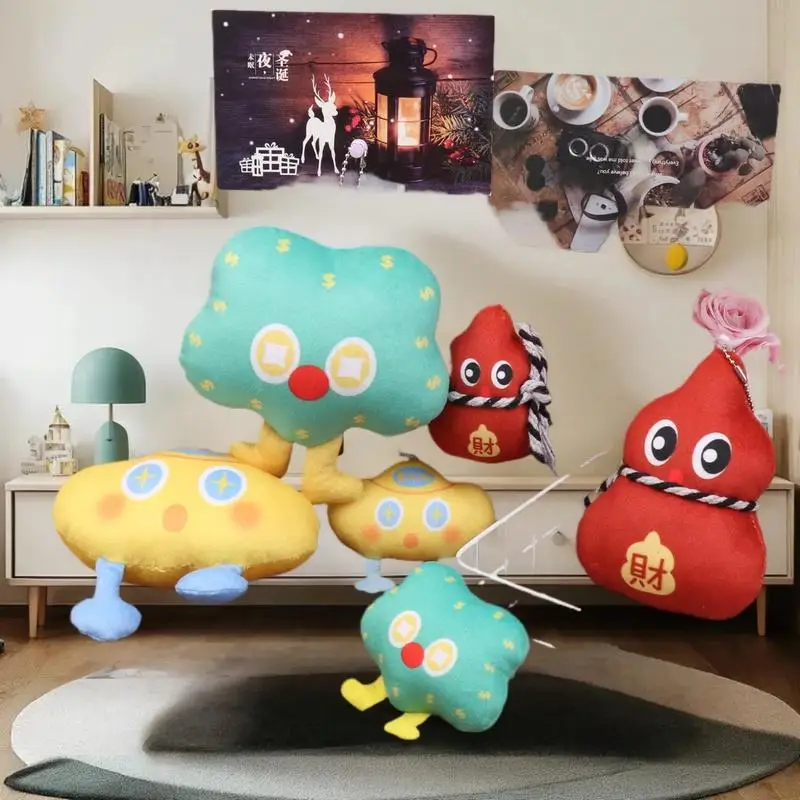 Kawaii Lucky Gourd Ingot Plush Keychain Pendant Cartoon Fortune Tree Stuffed Doll Keyring Bag Charms Bag Hanging Decor Gift