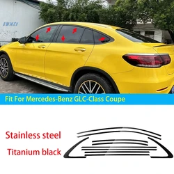 Car Accessories For Mercedes-Benz GLC-Class Coupe 2017-2023 steel black Exterior Window Molding Strip Sill side Cover Trim 10PCS