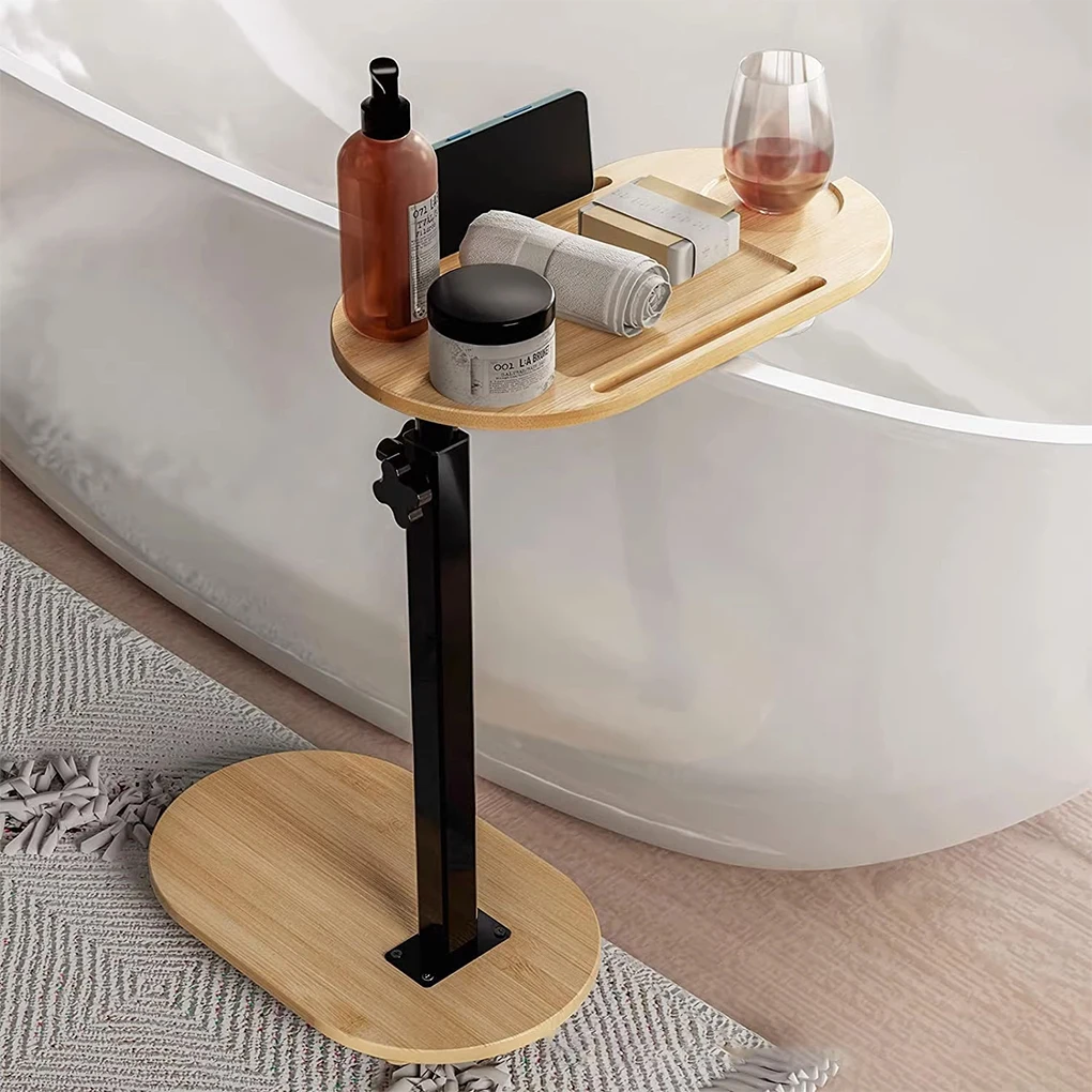 

Wood Durable And Reliable Bathtub Tray Table With Adjustable Height – Small Bathrooms Easy
