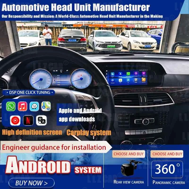 For Benz C Class W204 2011-2014 Android Car Radio Carplay Dashboard Gps Speedometer Multimedia Player Stereo With Camera Navi 4G