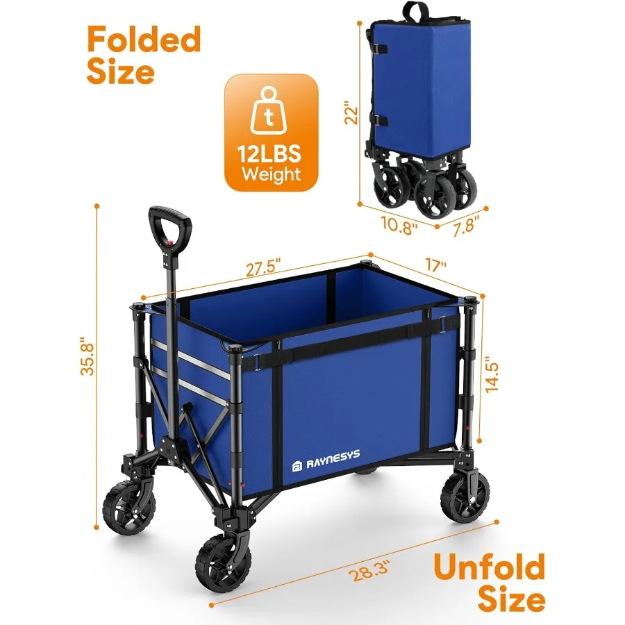 Складная тележка с колесами, вместимость 220 фунтов, складная тележка 120 л, большая тележка для покупок для продуктов, пляжа, сада, кемпинга S