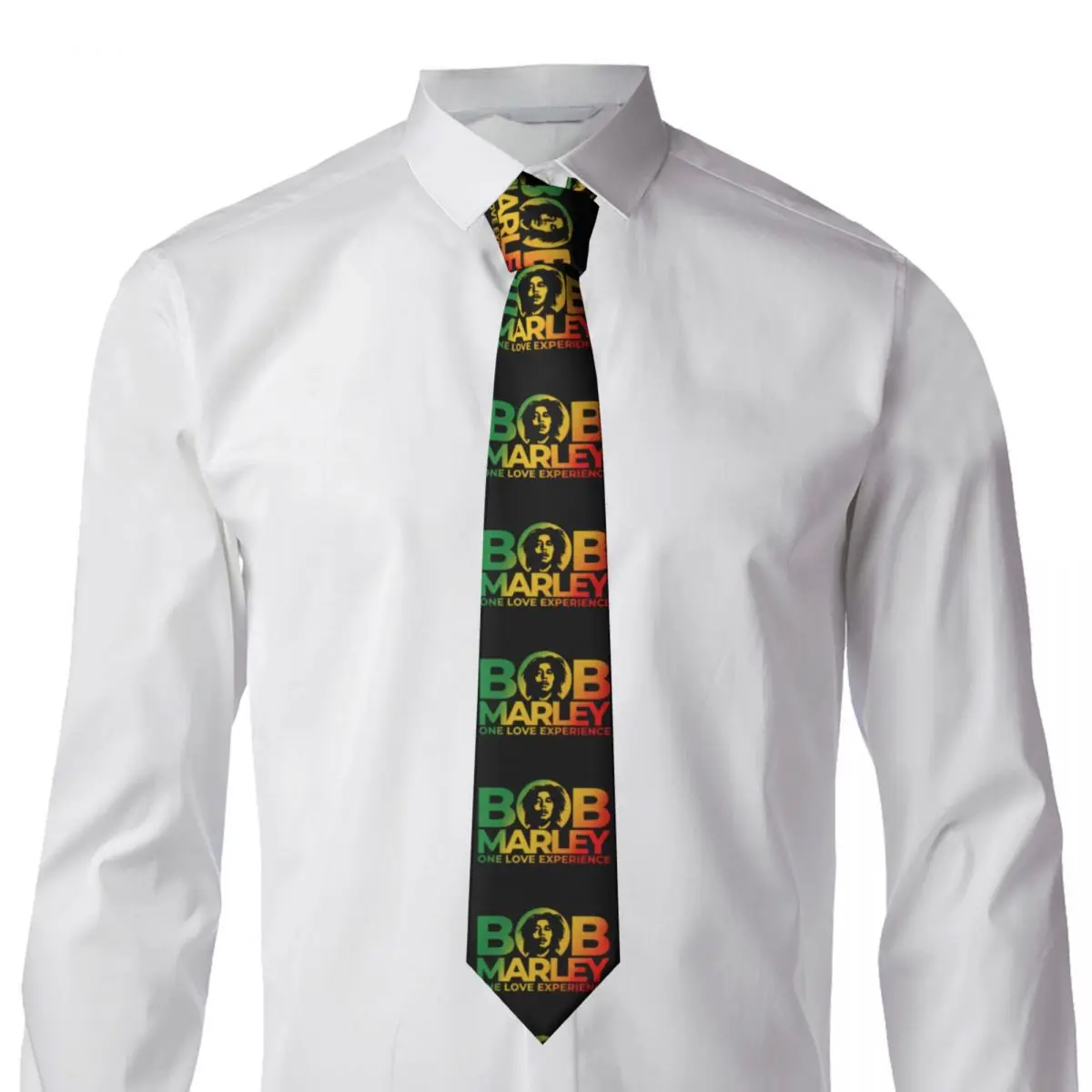 Custom Jamaica Singer Reggae Rock Bob Marley Ties Men's Formal Silk Necktie for Wedding