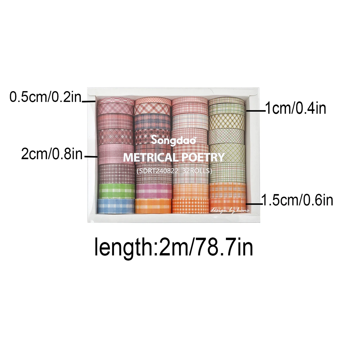 32 لفة/صندوق من شريط اشي منقوش ملون، مجموعة متنوعة من الشريط الزخرفي المنقوش ومواد تزيين الكتب، هدايا للأصدقاء