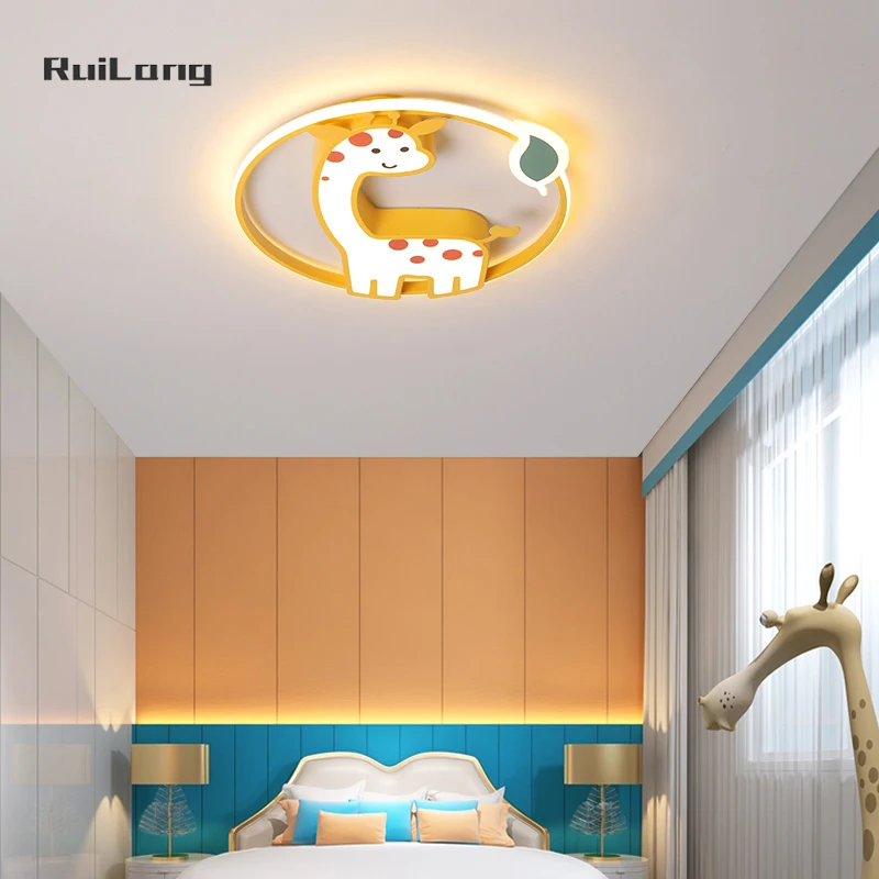 Imagem -06 - Lâmpada de Teto Girafa Kawaii para Meninos e Meninas Candelabro dos Desenhos Animados Brilho Animal Bonito Luz de Teto Infantil Luz do Quarto do Bebê