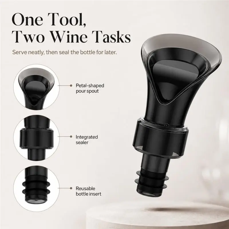 ABGH-Wine Saver 2-In-1 Petal Wine Cork Featuring Vacuum Pump& Sealer, Leakproof Reusable Petal-Shaped Wine Corks