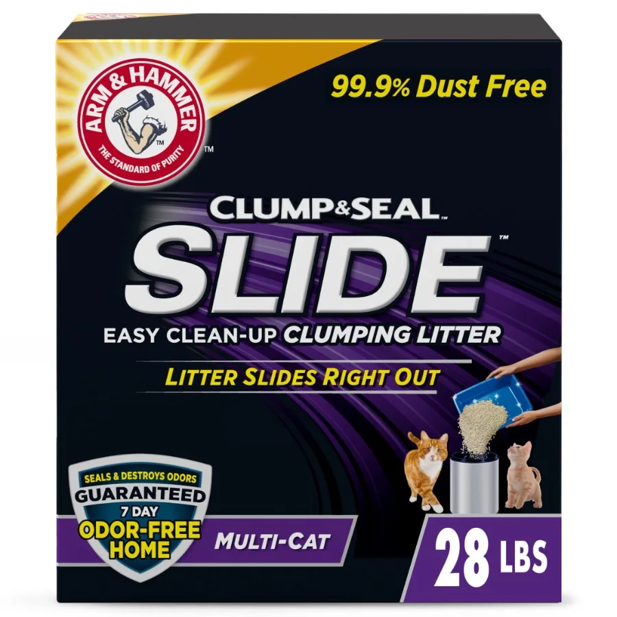 

Наполнитель для кошачьего туалета Clump Seal SLIDE, комкующийся, для нескольких кошек, легко убирается, 28 фунтов