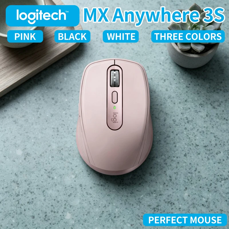 Wireless MX Anywhere 3S - Darkfield 8K DPI, 3-Device Sync, Silent Click, Great for Daily Study & Small Office Workspace