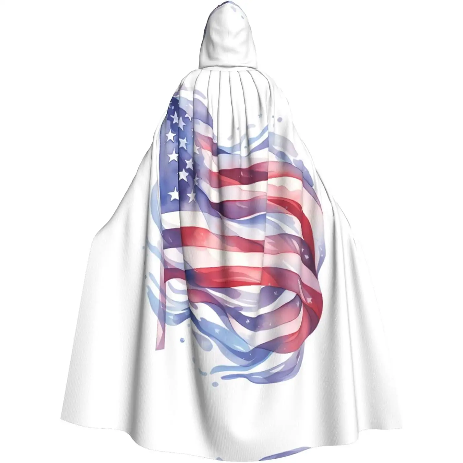 

American flag Prints Hooded Cloak for Halloween Role-Playing and Costume Parties keep warm Water Resistant